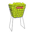 Metal Sports Basket With Stand Filled With Green Tennis Balls And Logo