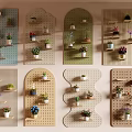 Stylish Bonsai Potted Plants Arrangement on Different Designed Pegboards with Small Greenery