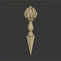 Golden Sculpture Carving With Intricate Top Design And Pointed Base Structure