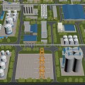 Industrial Plant Aerial View With Storage Tanks Towers Buildings Roads And Green Belts