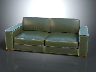 Green Leather Two Seater Sofa with Modern Design and Comfortable Seats 3d model