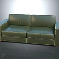 Green Leather Two Seater Sofa with Modern Design and Comfortable Seats