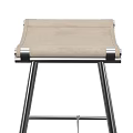 Modern Bar Stool With Stainless Steel Frame And Beige Leather Seat