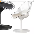 Modern Transparent Acrylic Leisure Chairs With Black White Pedestal Bases And Cushioned Seats