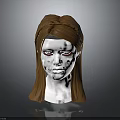 Realistic Human Head Model Featuring Brown Braided Hair And Red Lined Eyes