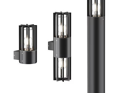 Modern Black Wall Lamps With Metal Frame And Glass Shade Design 3d model