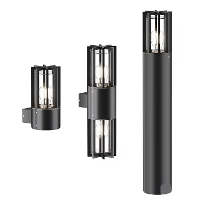 Modern Black Wall Lamps With Metal Frame And Glass Shade Design 3d model