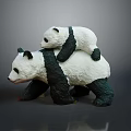Game Movie Character Giant Panda Parent Carrying Baby Cub 3D Sculpture Design
