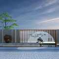 Modern Zen Feature Wall Design With Stone Accents Trees And Water Reflection