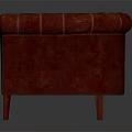 Red Leather Single Sofa With Tufted Design And Gold Nailhead Trim 3d model
