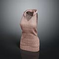 Pink Sleeveless Knitted Vest With Hollow Out Neckline And Fitted Design