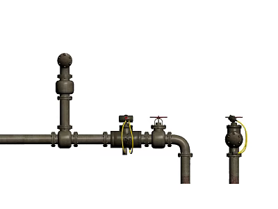 Industrial Metal Piping System With Valves And Connection Fittings Installation 3d model