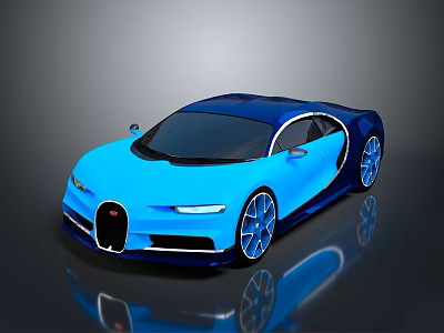 Blue Bugatti Sports Car With Sleek Aerodynamic Design And Shiny Wheels 3d model