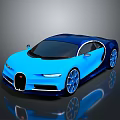 Blue Bugatti Sports Car With Sleek Aerodynamic Design And Shiny Wheels