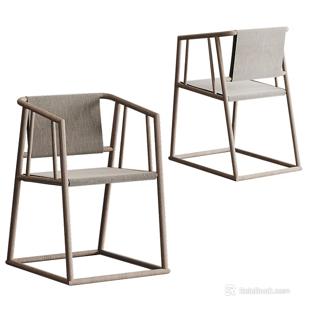 Modern Accent Chair With Wooden Frame And Light Gray Upholstered Design 3d model 