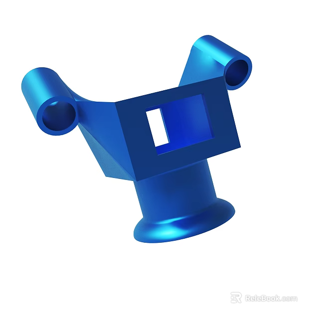 Blue Mechanical Component With Square Frame Holes And Base Structure 3d model 