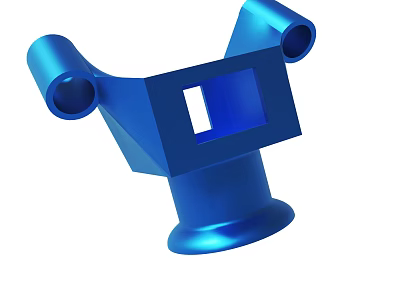 Blue Mechanical Component With Square Frame Holes And Base Structure 3d model