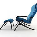 Modern Blue Lounge Chair with Ottoman and Black Armrests for Relaxation Space