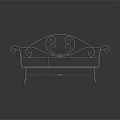 Ornate Metal Outdoor Bench With Curved Scrollwork And Mesh Seat Design