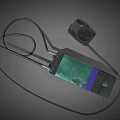 Electronic Device With Green Component Black Base Purple Strap Cable And Grille Part 3d model
