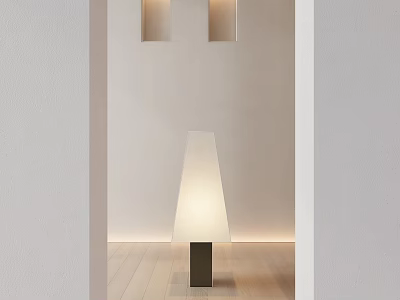 Minimalist Floor Lamp In Light Interior With Wood Floor And Wall Lights 3d model