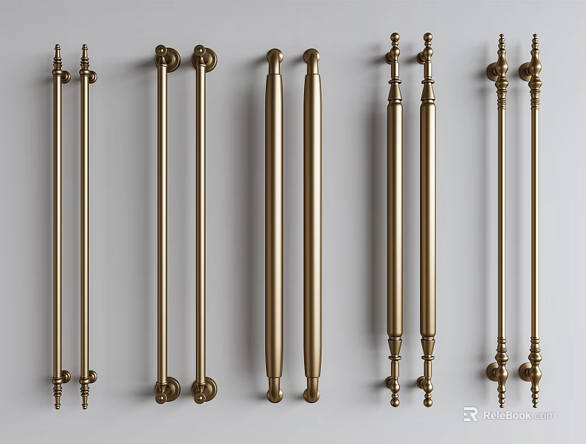 Gold Cabinet Handles With Various Elegant And Stylish Designs For Home Furniture 3d model 