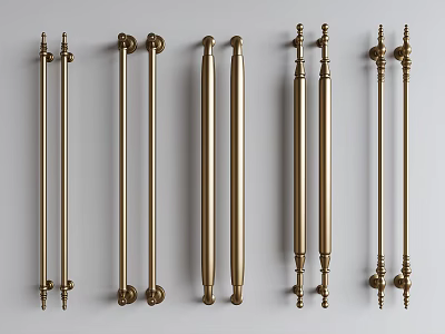 Gold Cabinet Handles With Various Elegant And Stylish Designs For Home Furniture 3d model
