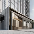 Modern Office Building Exterior Design With Glass Curtain Walls And Metal Accents Entrance