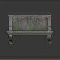Classical Stone Bench With Green Moss Traces And Carved Supporting Feet