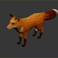 Orange Red Fox Character With White Underbelly Black Paws And Gray Background Reflection 3d model