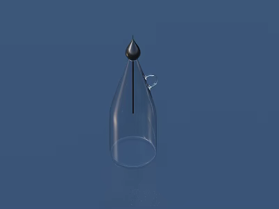 Transparent Glass Bottle with Black Pointed Top Slender Body and Small Hook for Daily Use 3d model
