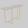 Modern Functional Desk With Marble Top And Gold Metal Double Tier Frame Design
