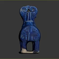 Blue Glazed Ceramic Animal Shaped Sculpture With Handle And White Base