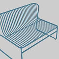Modern Blue Metal Garden Bench With Stylish Striped Backrest And Frame
