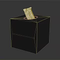 Square Chevron Pattern Tissue Box With Exposed White Tissue Paper