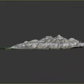 3D Snow Covered Terrain Model Featuring Mountain Ranges Green Vegetation And Pathway 3d model