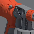Orange And Gray Cordless Drill With Multiple Drill Bits On White Base 3d model
