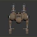 Brown Robot 3D Model With Red Eyes Mechanical Joints And Metal Parts
