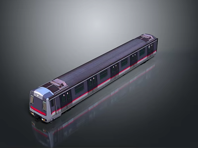 Modern Urban Train Featuring Red And Gray Exterior Multiple Carriages And Windows 3d model