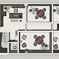 Hotel Mahjong Room Interior Layout With Gaming Tables Chairs And Green Plants