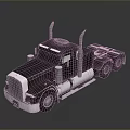Black Heavy Duty Truck With Cab Shiny Metal Exhaust Pipes And Wheels
