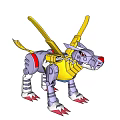 Purple Mechanical Action Figure Toy With Yellow Wings Red Claws On White Background