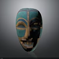 Vibrant Animal Face Wooden Mask With Turquoise and Orange Eye Brow Patterns