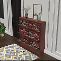 Wooden Tiered Shoe Cabinet with Colorful Shoes Decorative Vase and Frame in Home Interior