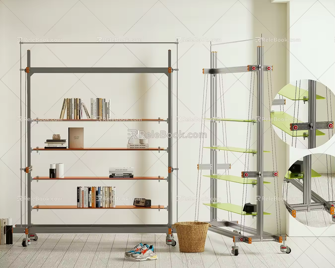 Aluminum Bookshelf Storage Rack DIY Bookshelf Metal Bookshelf 3d model