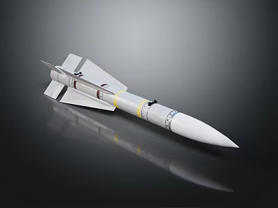 Military Missile Design Featuring White Body Tail Fins And Yellow Black Markings 3d model