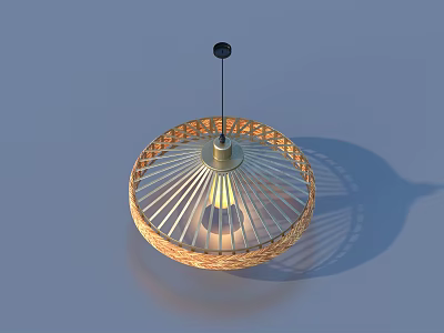Woven Rattan Round Pendant Light With Warm Glow And Natural Material For Contemporary Home Decor 3d model