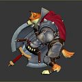Brave Game Character Shiba Inu Warrior With Armor Red Cape And Blue Shield
