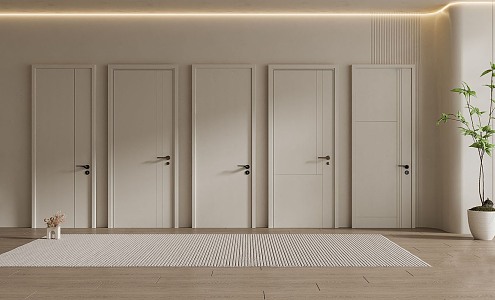 Modern swing door cream room door invisible door single door 3d model