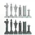 Various Architectural Column Models With Different Design Styles And Structures 3d model